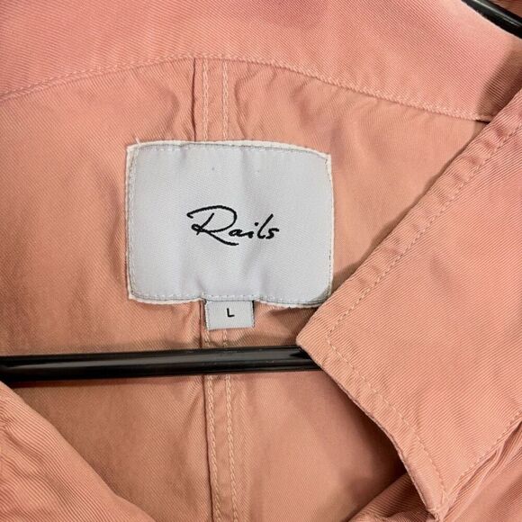 Rails Rowan Blush Pink Hidden Button Front Military Jacket Size Large - Picture 6 of 10